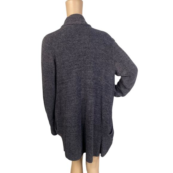 Barefoot Dreams CozyChic Open Shawl Carbon Grey Chenille Circle Cardigan SZ M - Picture 7 of 9